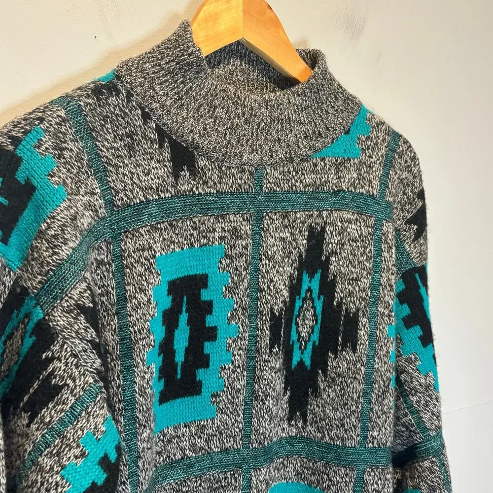 Vintage Amita Aztec Print Wool Blend Sweater - size Medium